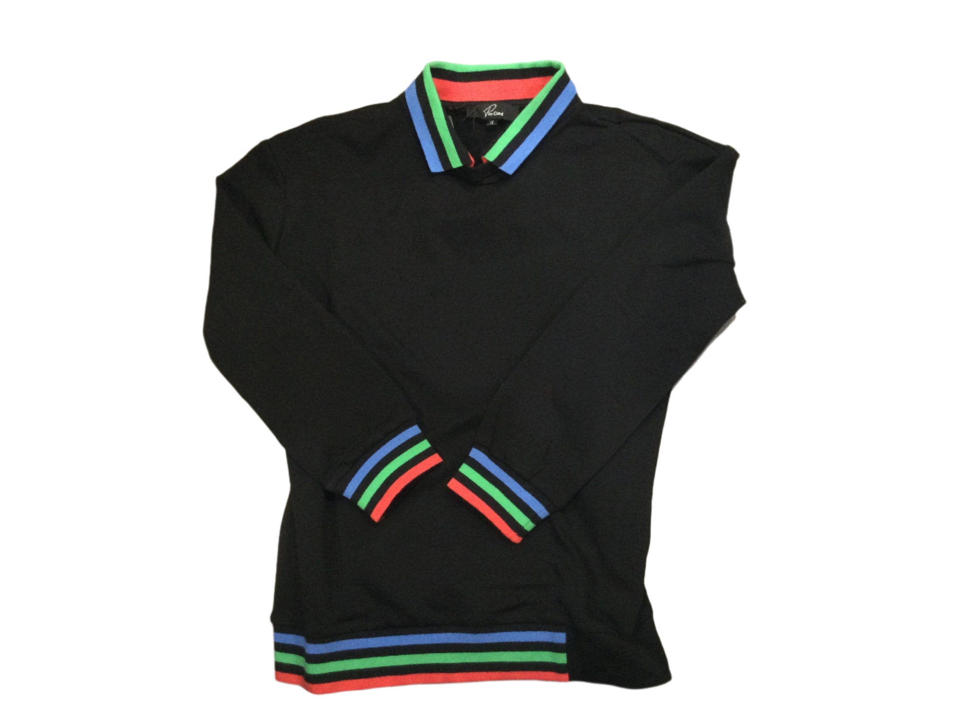 RRC235 Polo negro para niño con cordón de pasador