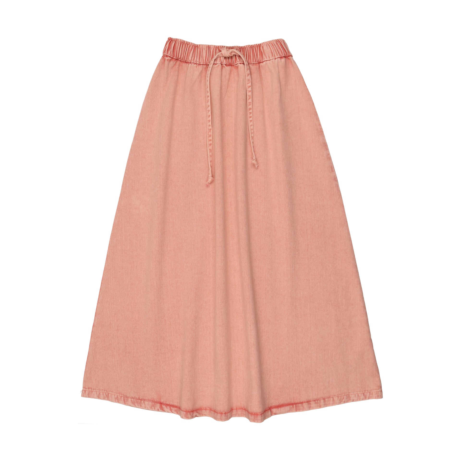 kin and kin pink denim dress Kin Kin Pink Denim Maxi Drawstring Skirt 18 / Pink Denim