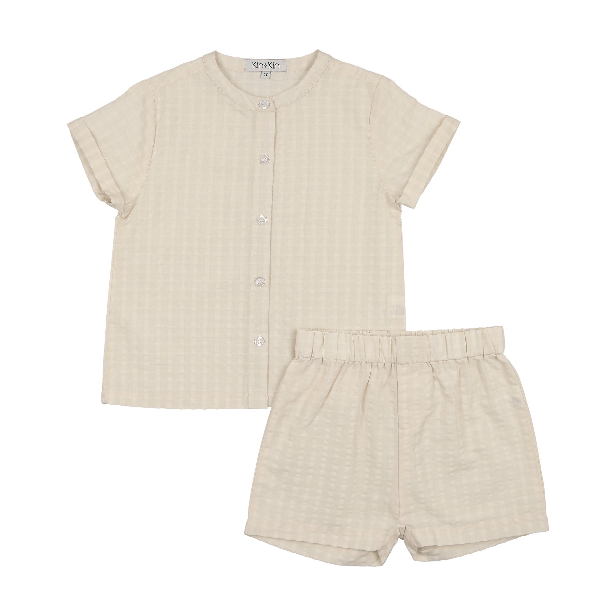 Camisa y pantalones cortos de cuello redondo para niños k250 Kin Kin