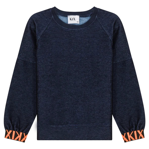 KIX ELASTIC CUFF DENIM SWEATSHIRT