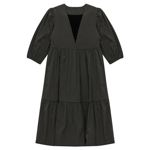 Vestido de tafetán con pompones