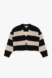 Please Delux Striped Cropped Cardigan