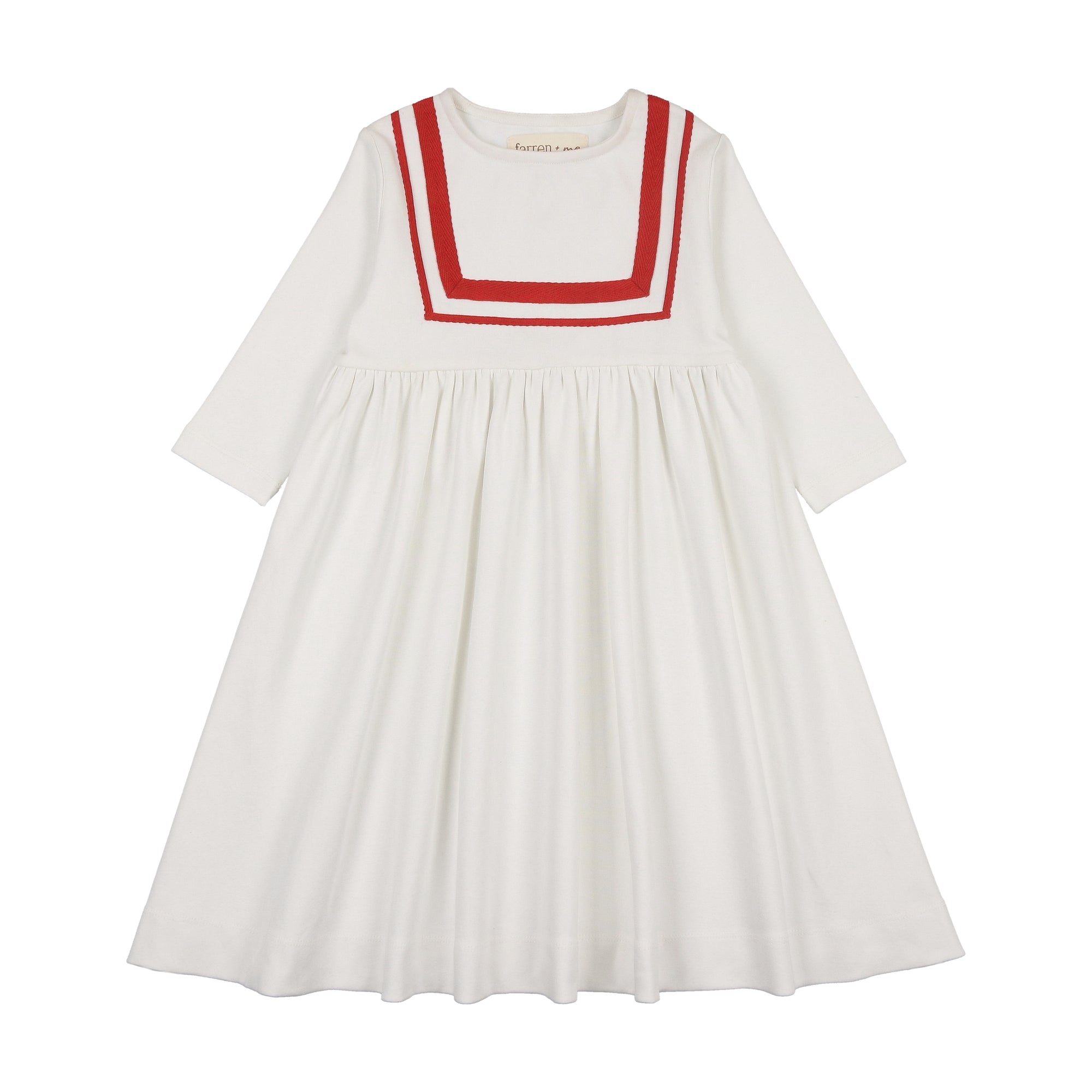 F286L VESTIDO MARINERO DE TENIS CON MANGAS 3/4 CRUDO/ROJO