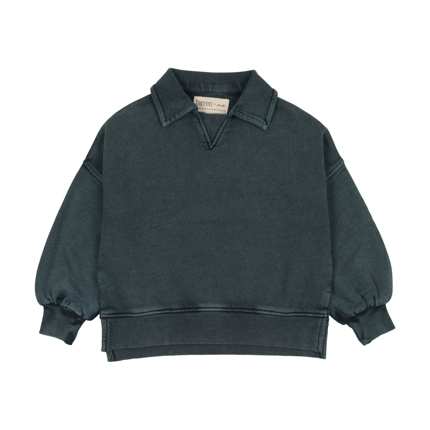 Farren & Me Boys Sweatshirt Polo - Washed Black Farren & Me Boys Sweatshirt Polo - Washed Black
