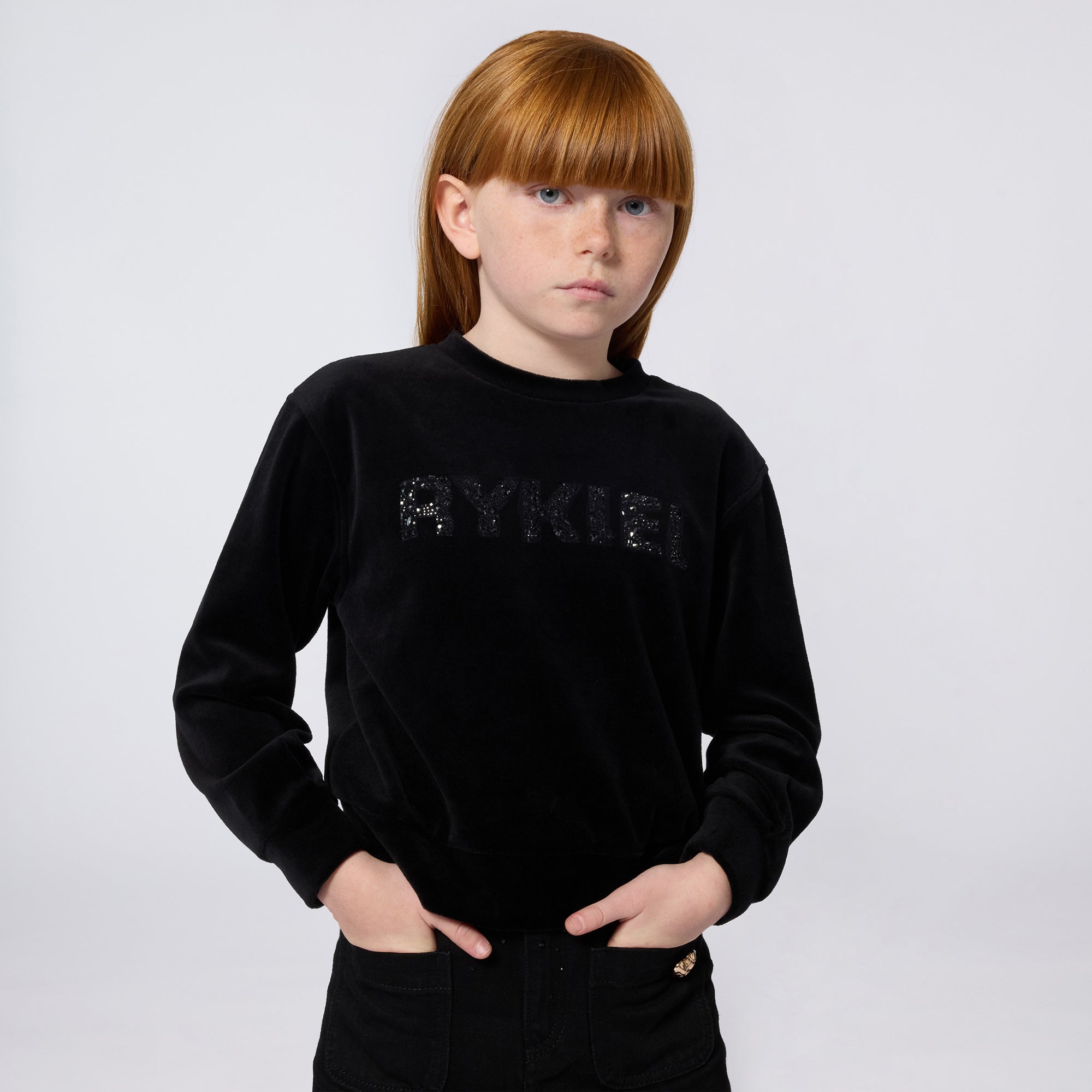 A00343 SONIA RYKIEL SUDADERA DE CUELLO REDONDO CON LOGO NEGRO