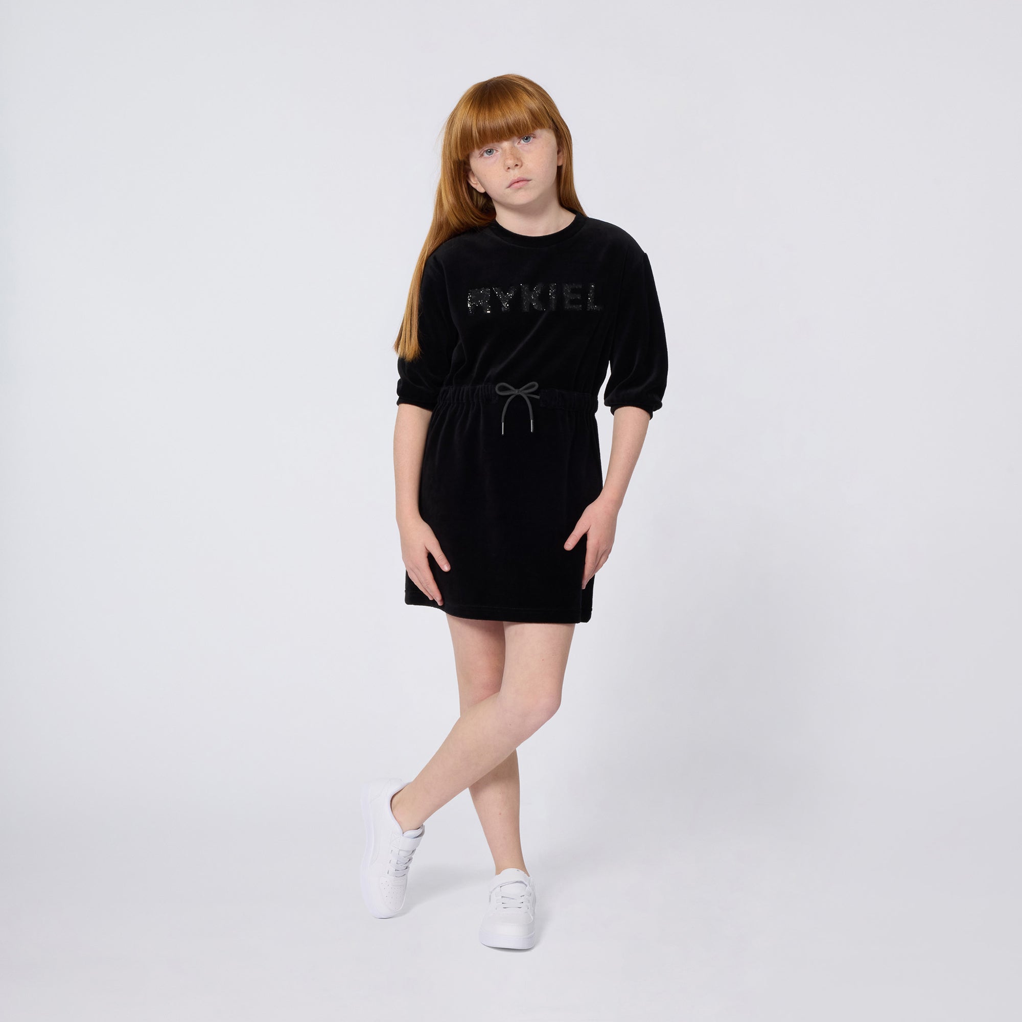 A00325 SONIA RYKIEL VESTIDO DE MANGA 3/4 CON LOGO NEGRO