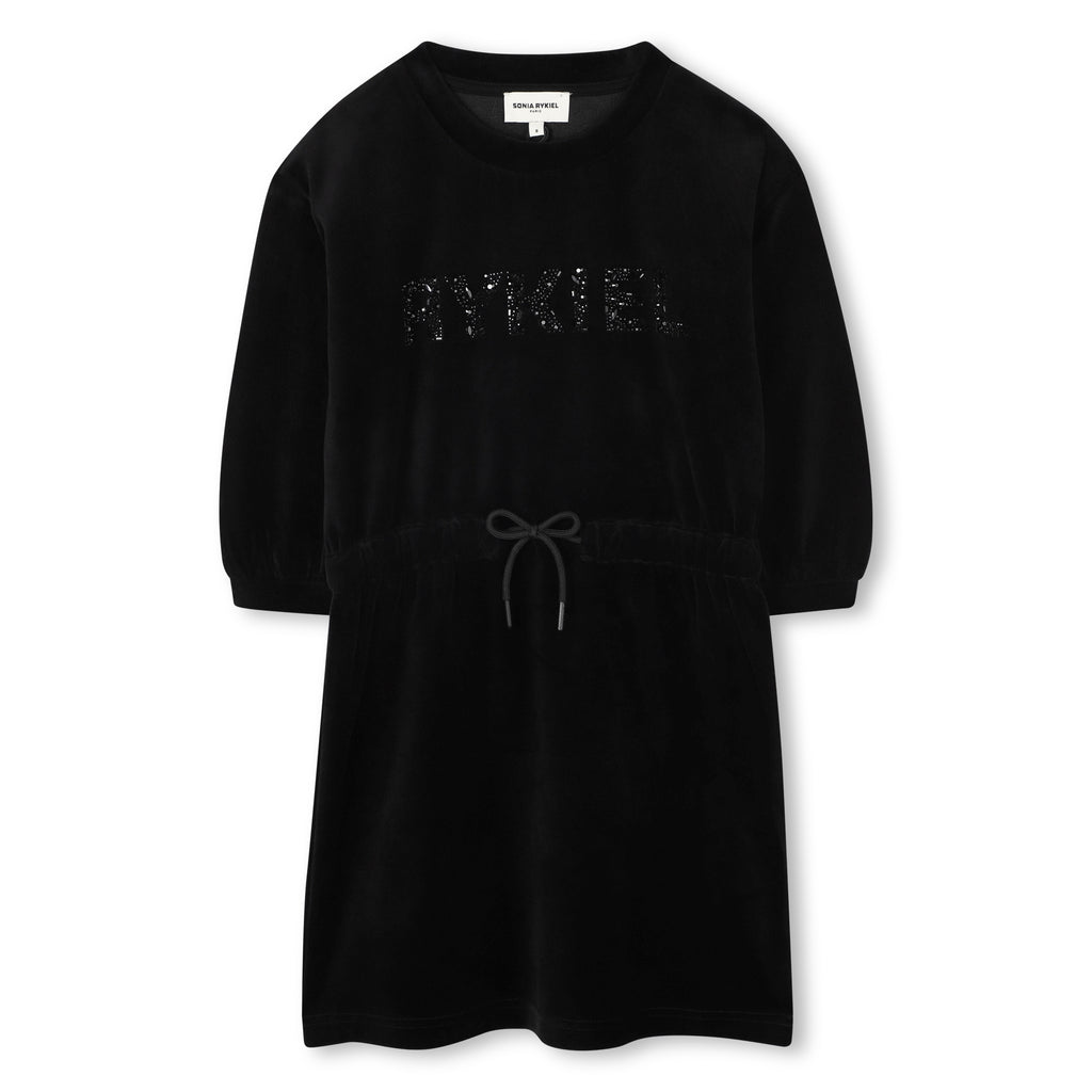A00325 SONIA RYKIEL VESTIDO DE MANGA 3/4 CON LOGO NEGRO