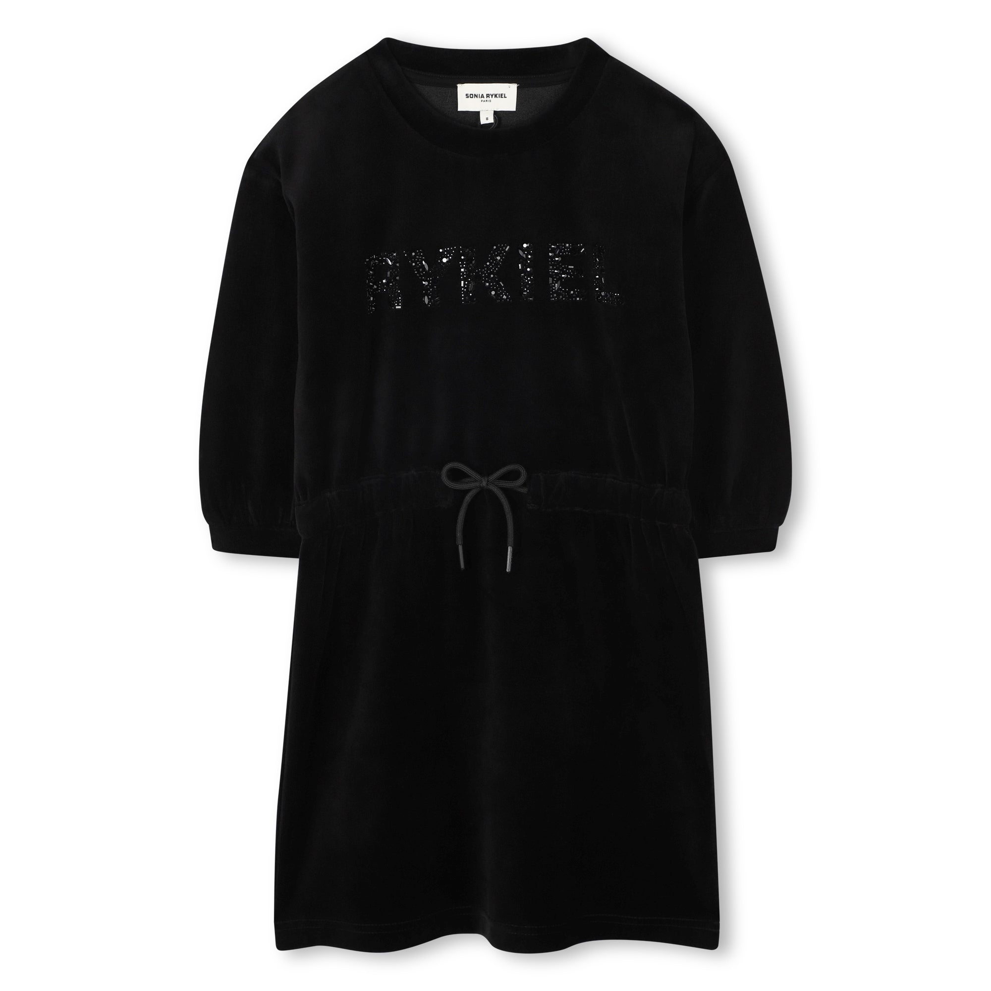 A00325 SONIA RYKIEL VESTIDO DE MANGA 3/4 CON LOGO NEGRO