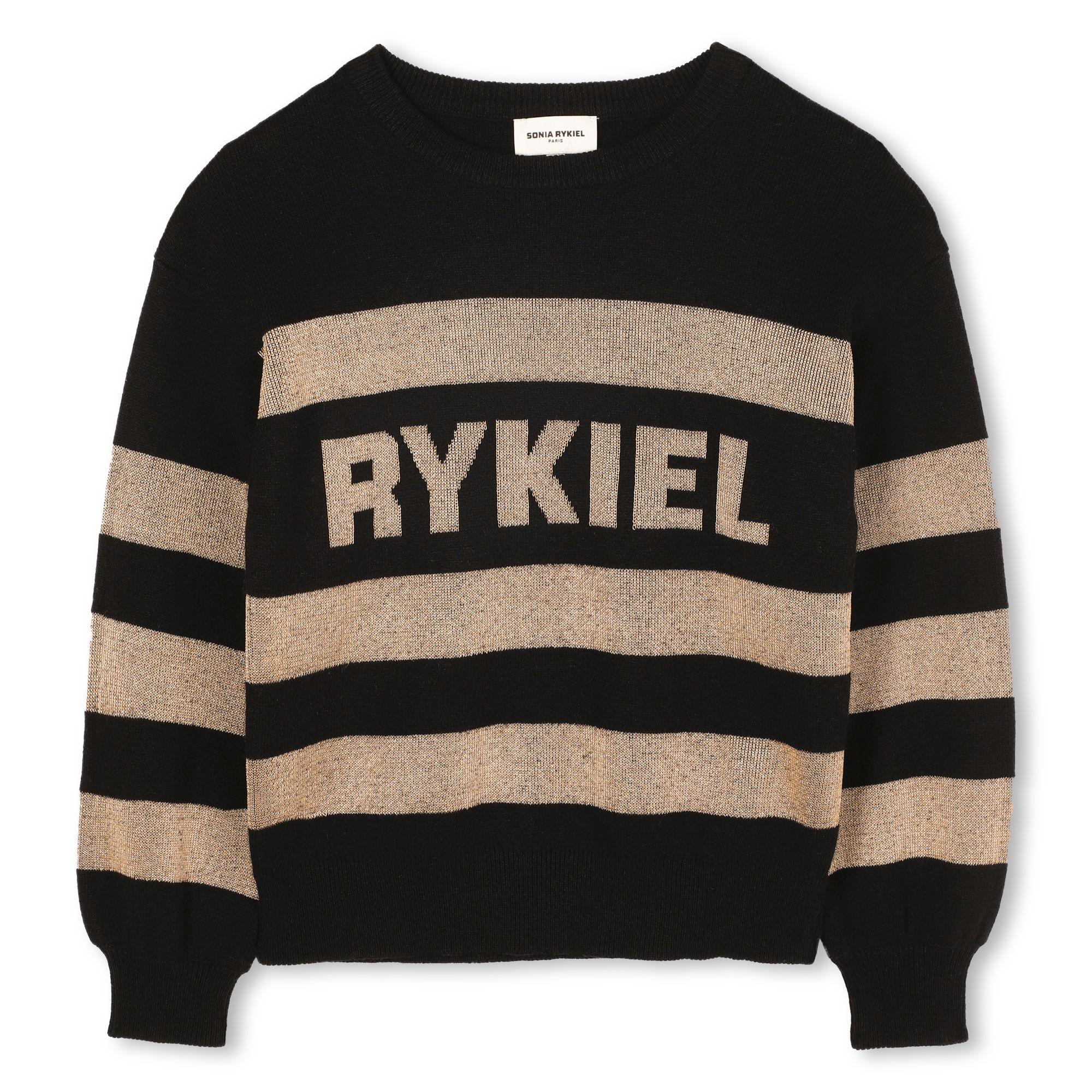 A00349 SONIA RYKIEL SUÉTER CON LOGO DE RAYAS DORADAS Y NEGRAS
