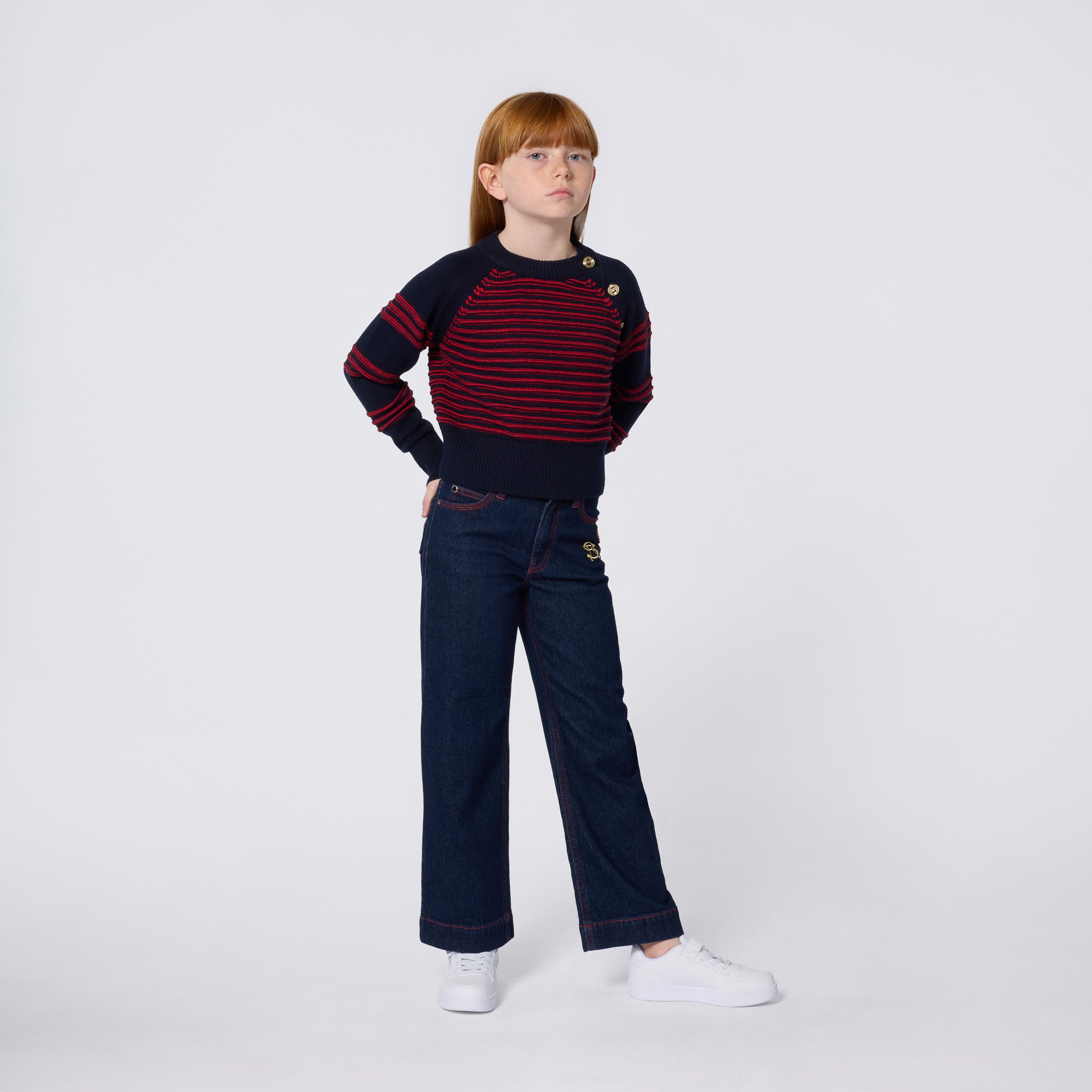 A00348 SONIA RYKIEL SUÉTER DE RAYAS AZUL MARINO